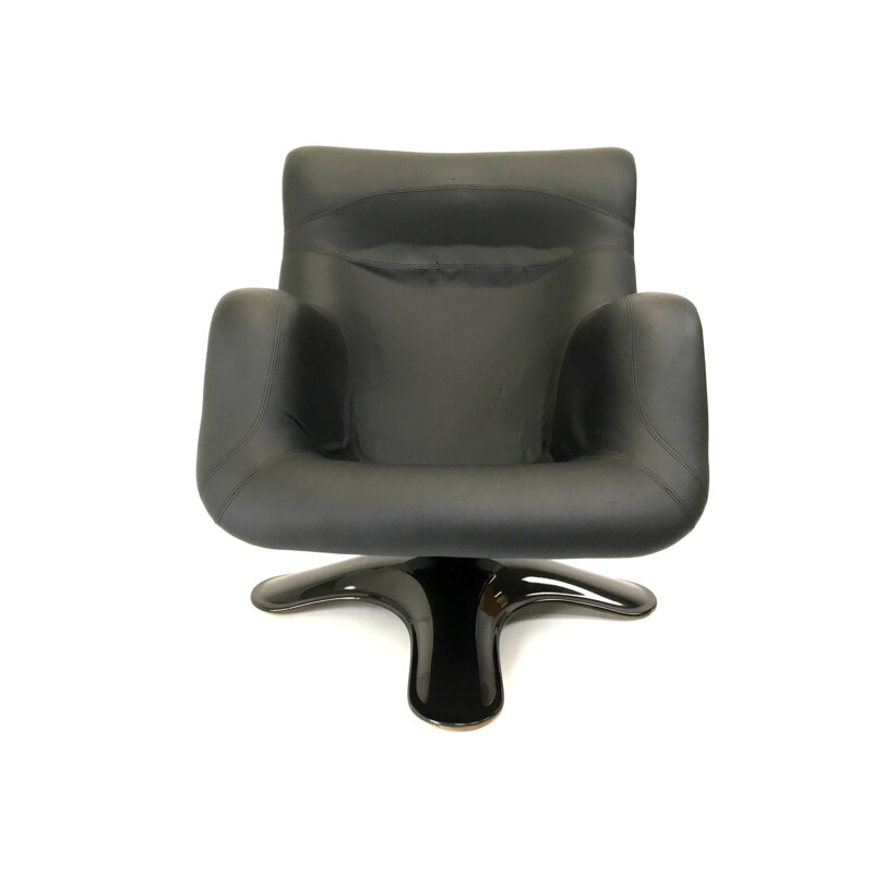 Finnish Haimi "Karuselli" lounge chair in black leatherette, Yrjö KUKKAPURO - 1960s