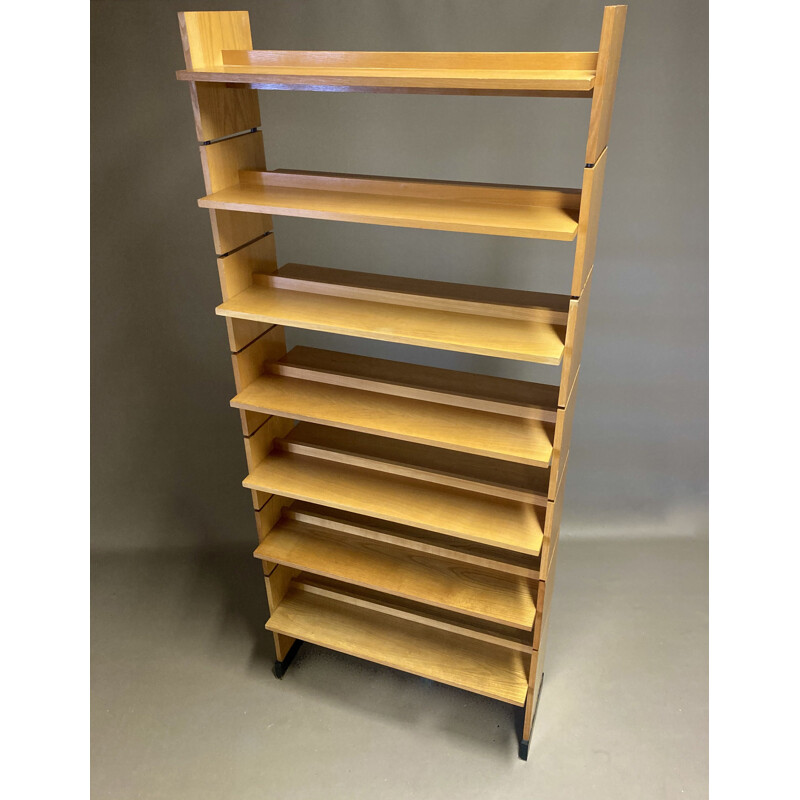 Vintage modular bookcase in ash, 1950