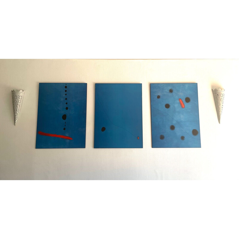 Conjunto de 3 painéis abstractos vintage
