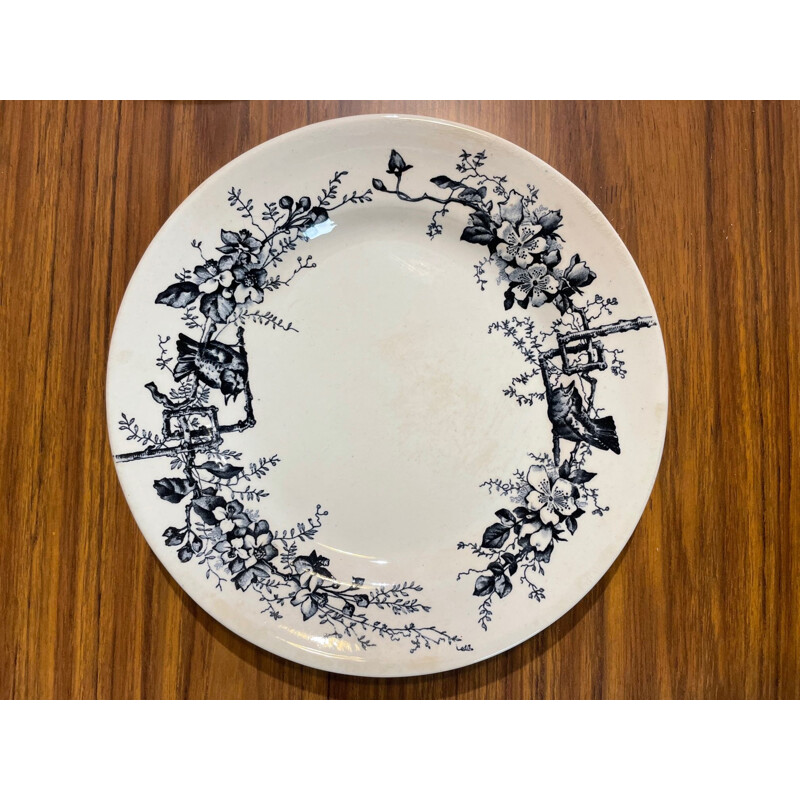 Set of 15 vintage clay plates with birds decoration