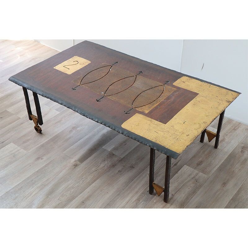 Vintage sculptural coffee table by Jean-Jacques Argueyrolles, France 1990