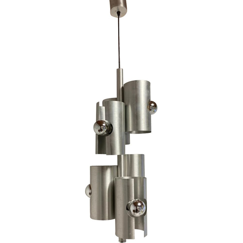 Vintage chrome-plated metal chandelier by Max Sauze, 1970