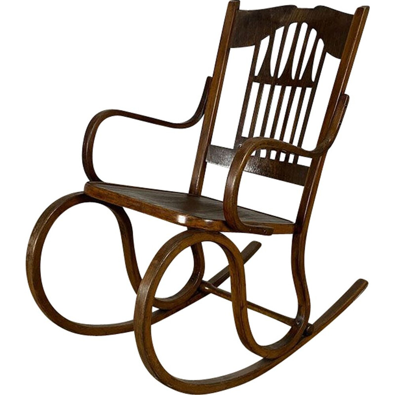 Chaise à bascule vintage de Gustav Siegel pour Jacob & Josef Kohn, 1900