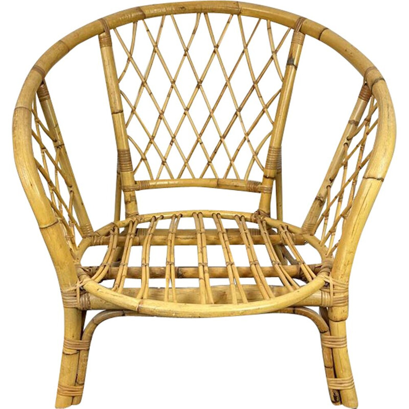 Pair of vintage rattan armchairs, 1960