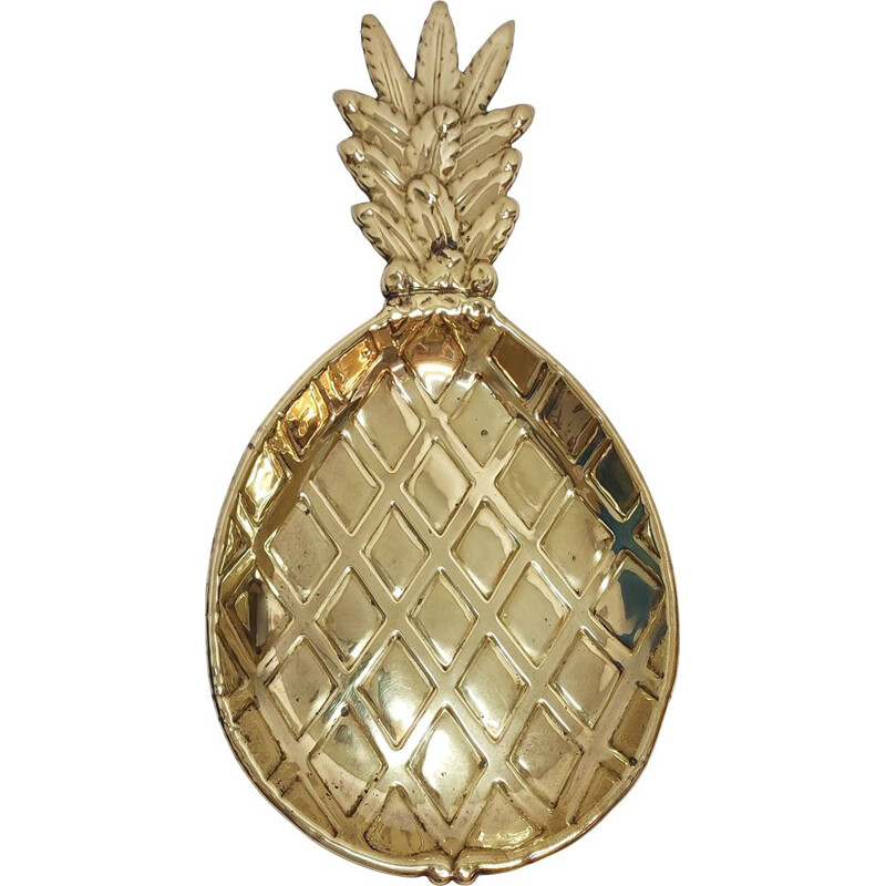 Vintage pineapple shaped brass tray, Spain 1960s