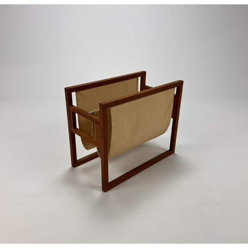 Vintage oak wooden magazine rack by Kai Kristiansen for Sika Møbler, 1960s