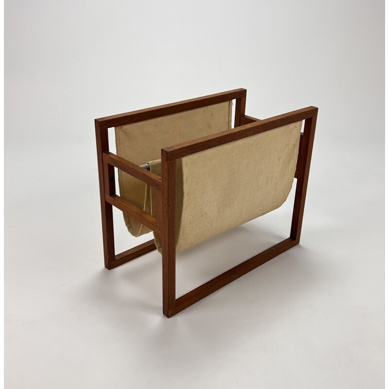 Vintage oak wooden magazine rack by Kai Kristiansen for Sika Møbler, 1960s