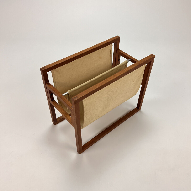 Vintage oak wooden magazine rack by Kai Kristiansen for Sika Møbler, 1960s