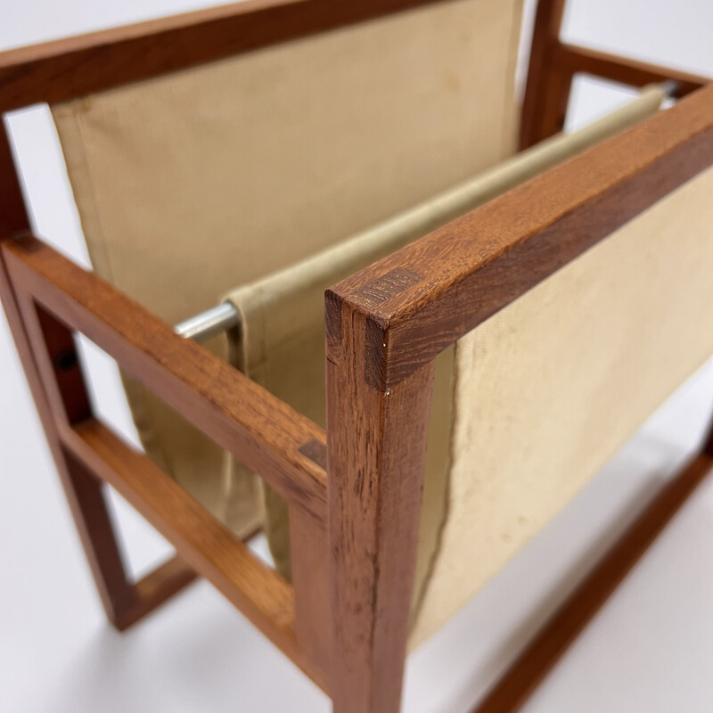 Vintage oak wooden magazine rack by Kai Kristiansen for Sika Møbler, 1960s