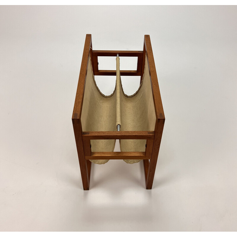 Vintage oak wooden magazine rack by Kai Kristiansen for Sika Møbler, 1960s