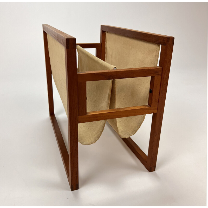 Vintage oak wooden magazine rack by Kai Kristiansen for Sika Møbler, 1960s