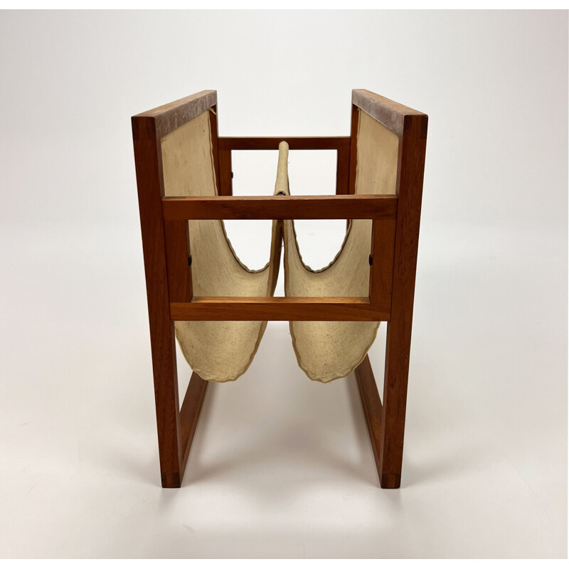 Vintage oak wooden magazine rack by Kai Kristiansen for Sika Møbler, 1960s