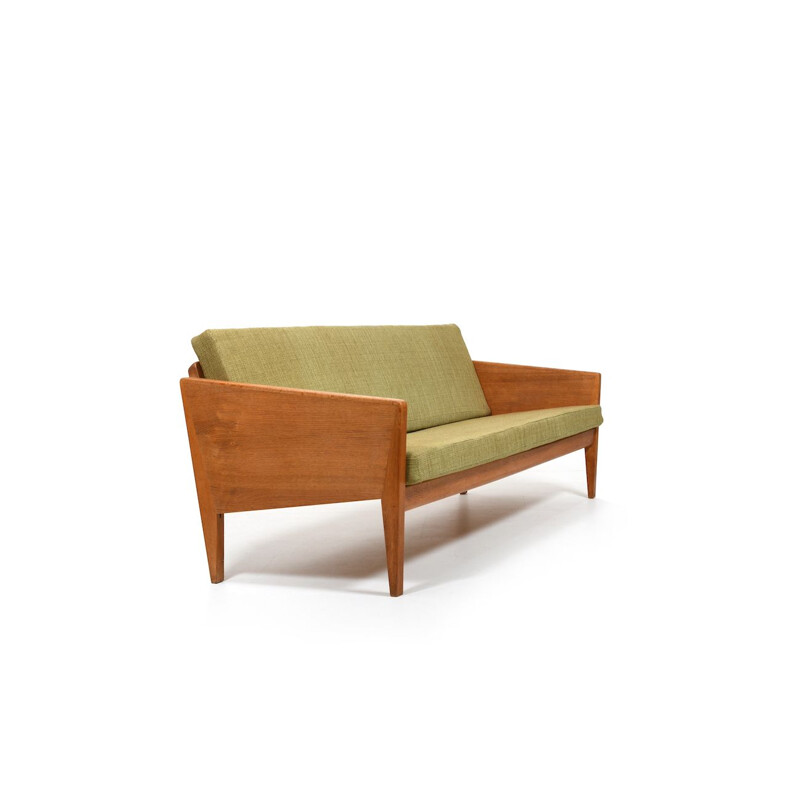Vintage oakwoden 3-seater sofa by Illum Wikkelsø for Søren Willadsen's Møbelfabrik, 1950s
