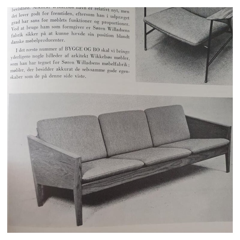 Sofá de 3 lugares de Carvalho Vintage da Illum Wikkelsø para o Møbelfabrik de Søren Willadsen, 1950