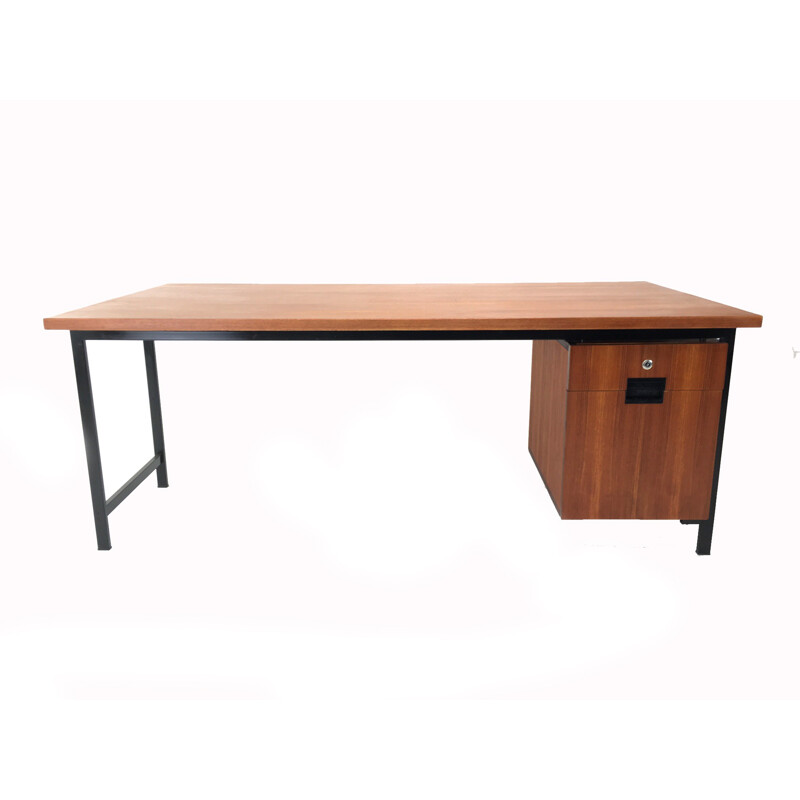 Dutch Pastoe "President" desk in birch plywood and steel, Cees BRAAKMAN - 1950s