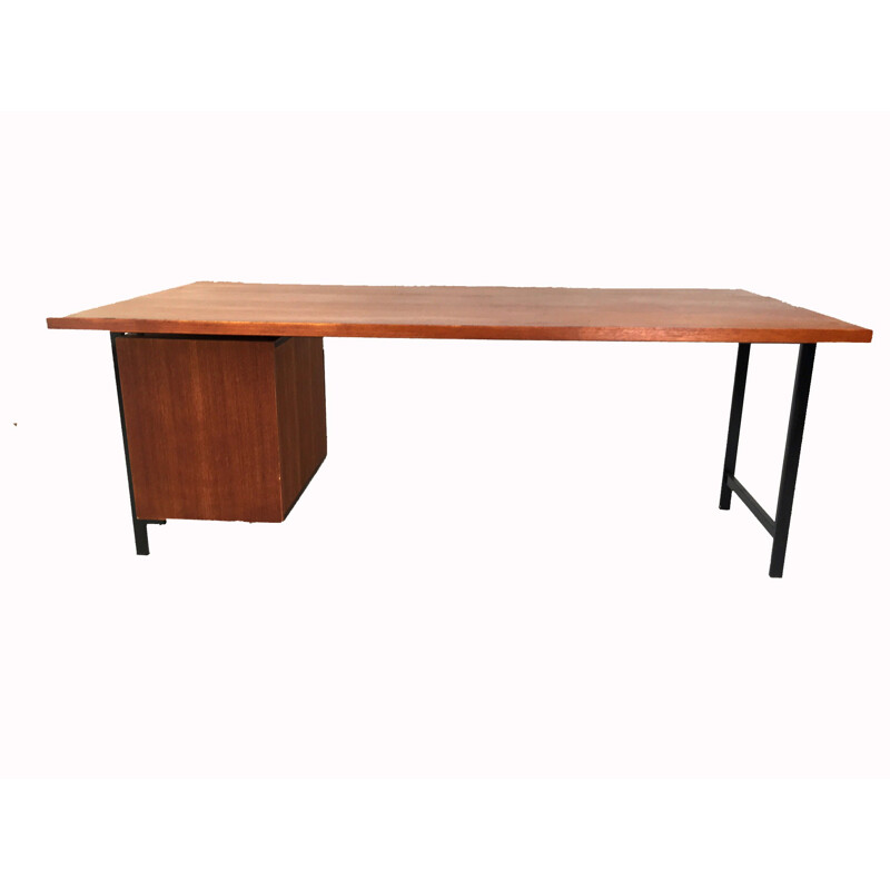 Dutch Pastoe "President" desk in birch plywood and steel, Cees BRAAKMAN - 1950s