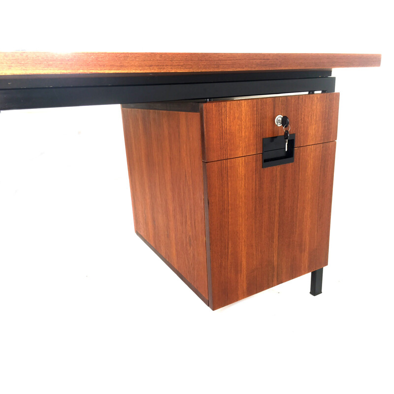 Dutch Pastoe "President" desk in birch plywood and steel, Cees BRAAKMAN - 1950s