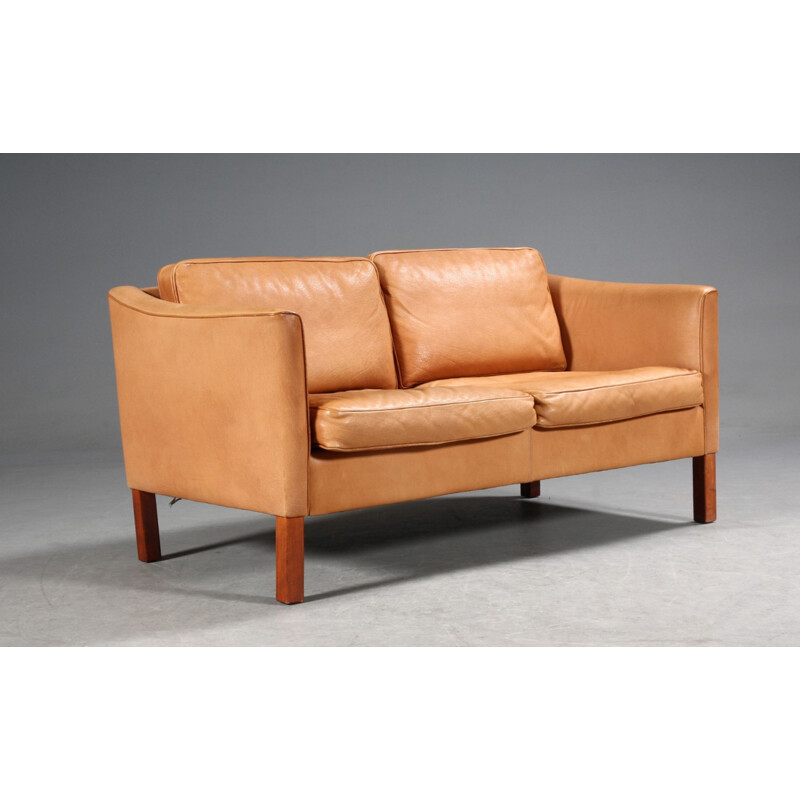 Vintage Danish 2-seater leather sofa