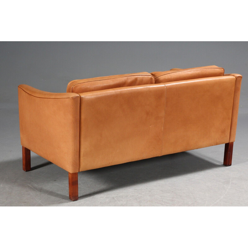 Vintage Danish 2-seater leather sofa