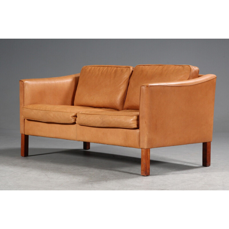 Vintage Danish 2-seater leather sofa