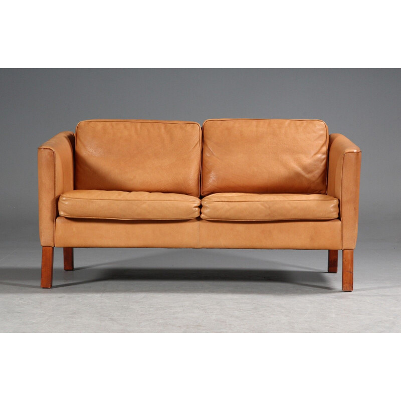 Vintage Danish 2-seater leather sofa