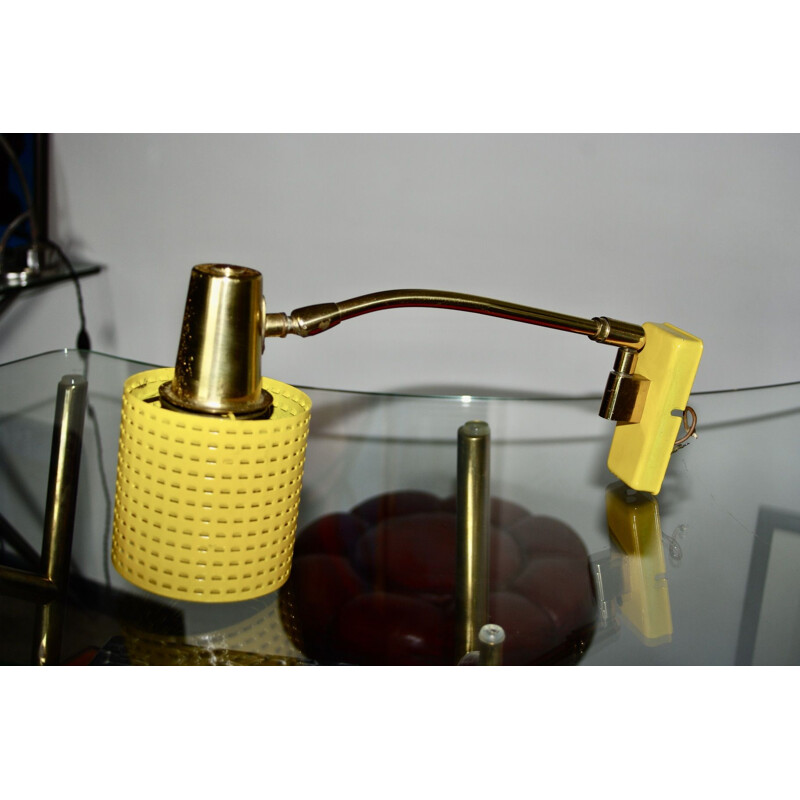 Vintage adjustable wall lamp in steel and brass, Germany 1960