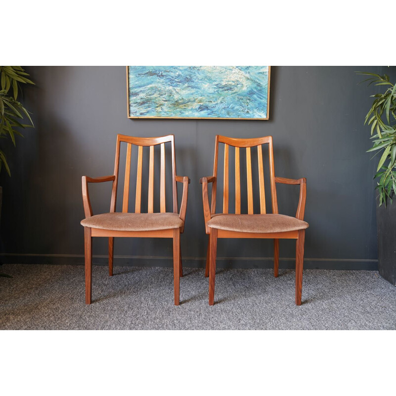 Pair of mid century teak carver dining chairs by Leslie Dandy for G-Plan, 1960s