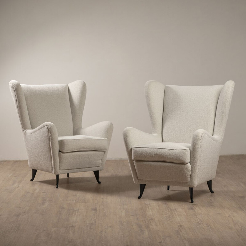 Paar vintage Cream fauteuils van Gio Ponti voor Isa Bergamo