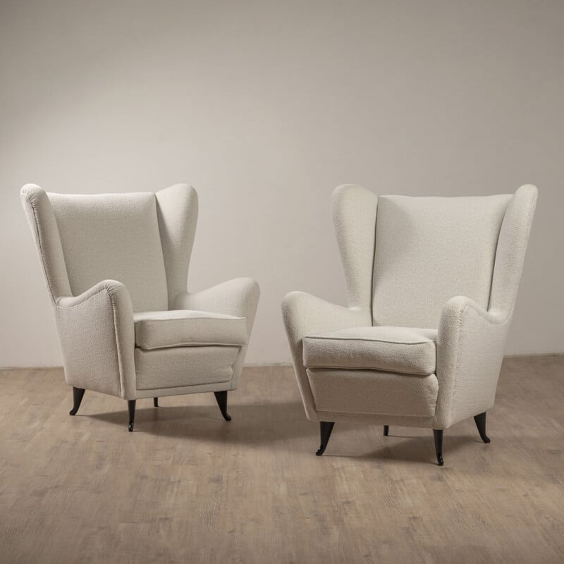 Par de poltronas de creme vintage de Gio Ponti para Isa Bergamo