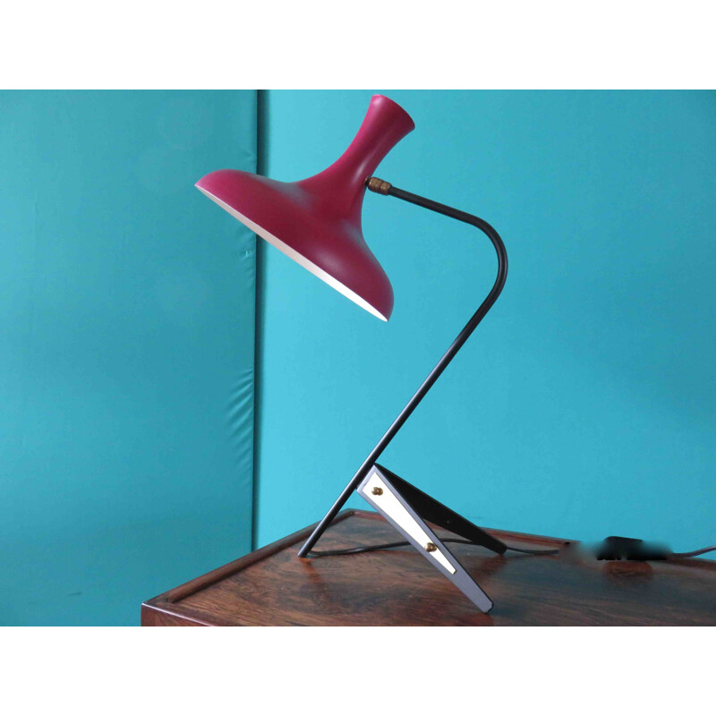 Lamp in lacquered metal raspberry - 1950s