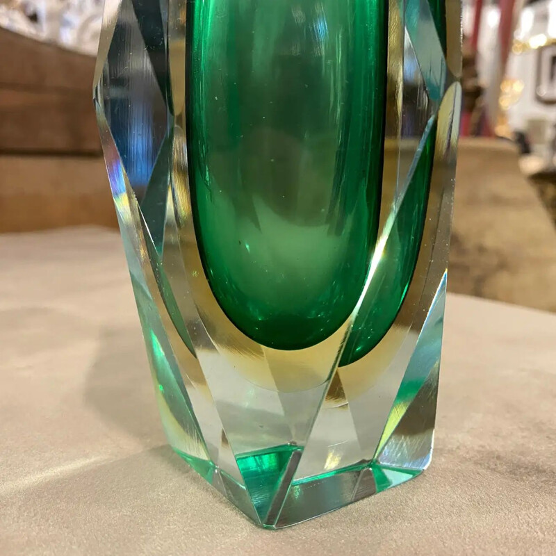 Vintage Vase aus grünem Muranoglas von Seguso, 1970