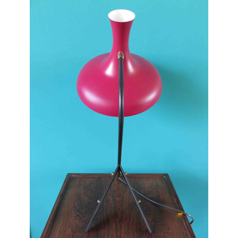 Lamp in lacquered metal raspberry - 1950s