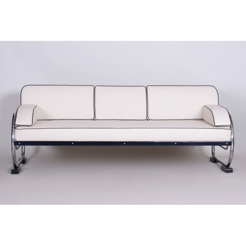 Vintage white 3-seater sofa by Robert Slezak for Slezak Factories, Czechoslovakia 1930s