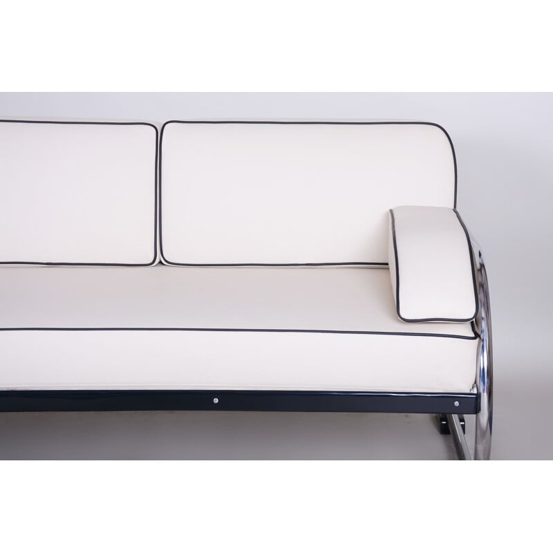 Vintage white 3-seater sofa by Robert Slezak for Slezak Factories, Czechoslovakia 1930s