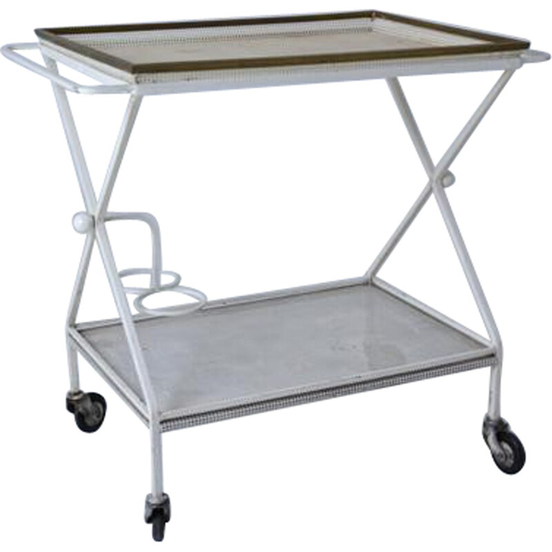 Mid century serving trolley with removable tray, Mathieu MATEGOT - 1950s