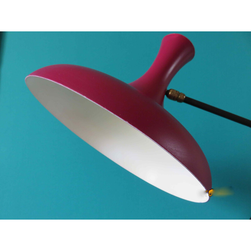 Lamp in lacquered metal raspberry - 1950s