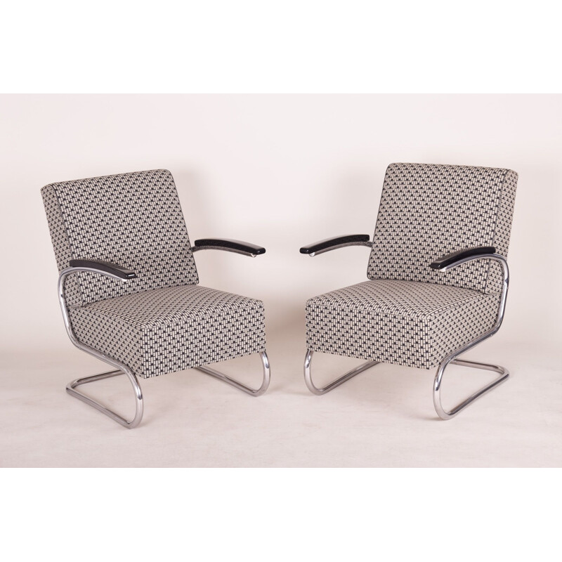 Paire de fauteuils vintage gris de Mucke Melder, Tchécoslovaquie 1930