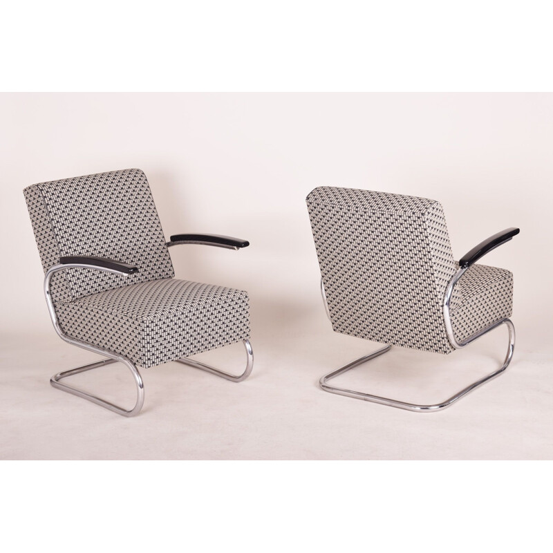 Pair of vintage gray armchairs by Mucke Melder, Czechoslovakia 1930