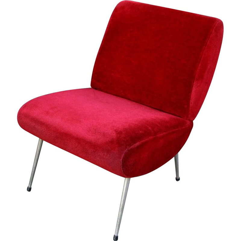 Mid century Pelfran low chair in velvet - 1960s