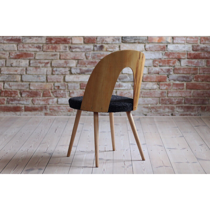 Set of 4 mid century dining chairs in black boucle by Antonin Šuman, 1960s