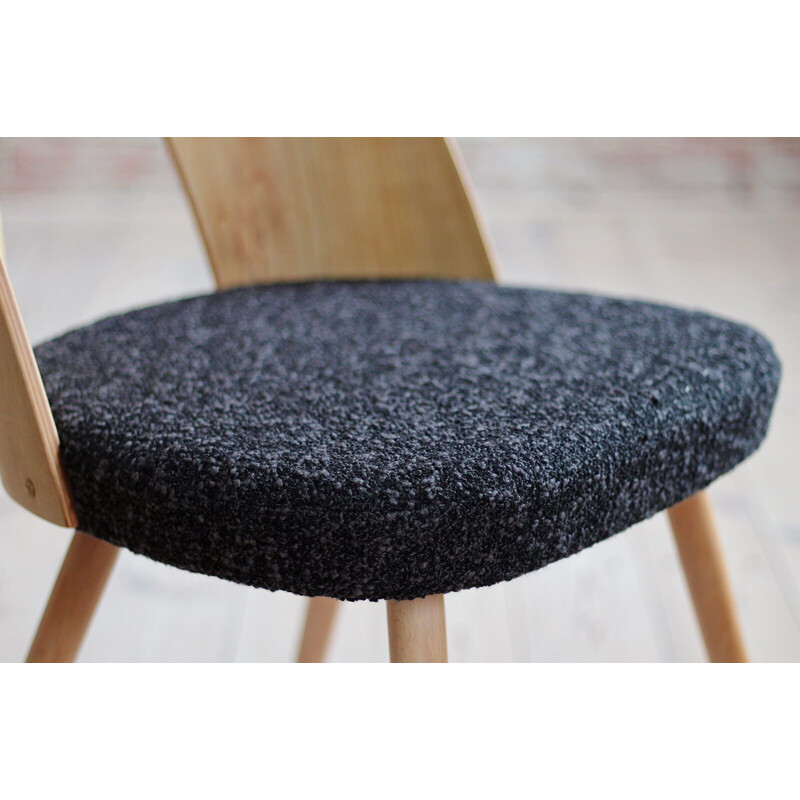 Set of 4 mid century dining chairs in black boucle by Antonin Šuman, 1960s