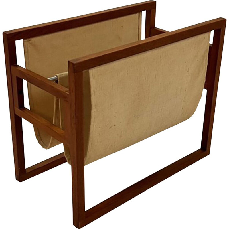 Vintage oak wooden magazine rack by Kai Kristiansen for Sika Møbler, 1960s