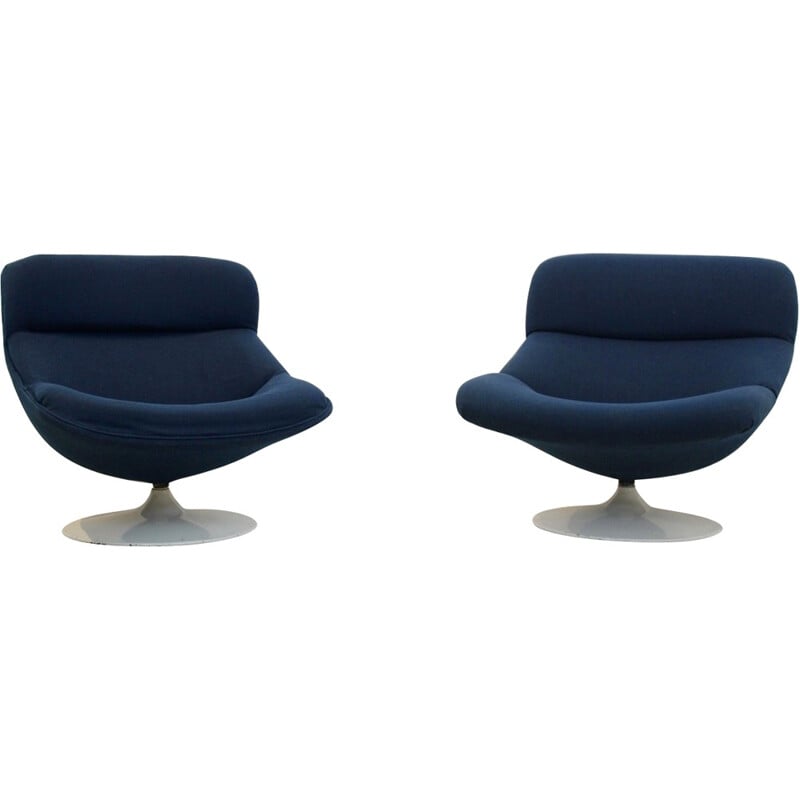 Set of 2 Artifort Swivel Lounge Chairs F518 and F522, Geoffrey HARCOURT - 1970s