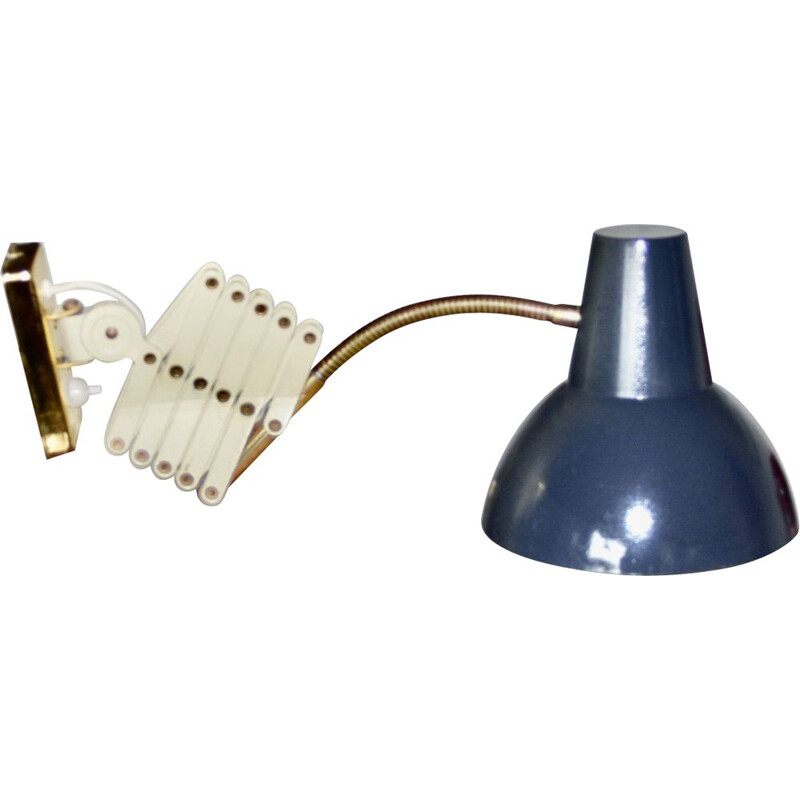 Vintage brass and lacquered steel wall lamp, Italy 1960