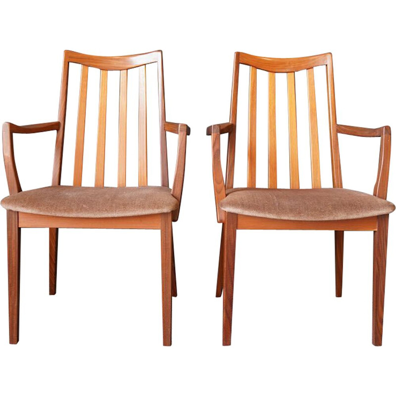 Paar vintage gebeeldhouwde teakhouten stoelen van Leslie Dandy voor G-Plan, 1960