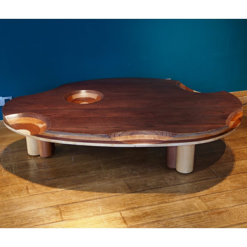 Large coffee table in wood - 1980s