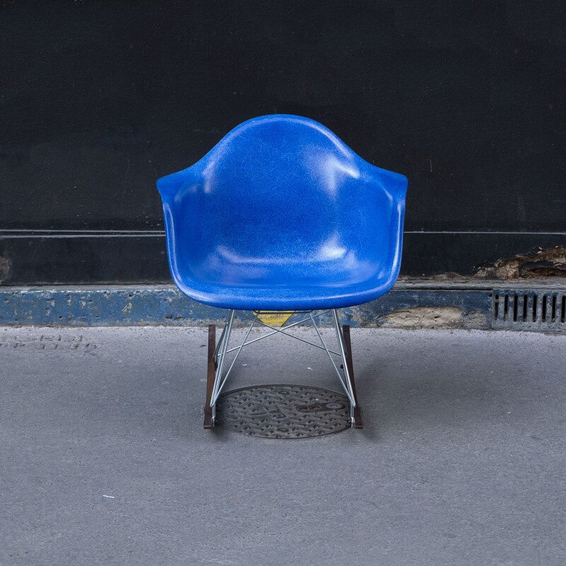 Vintage medium blue rocking chair by Charles & Ray Eames for Herman Miller, 2000s