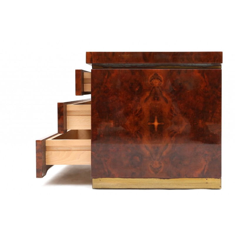 Pair of wood and brass sidetables, Romeo REGA - 1970s