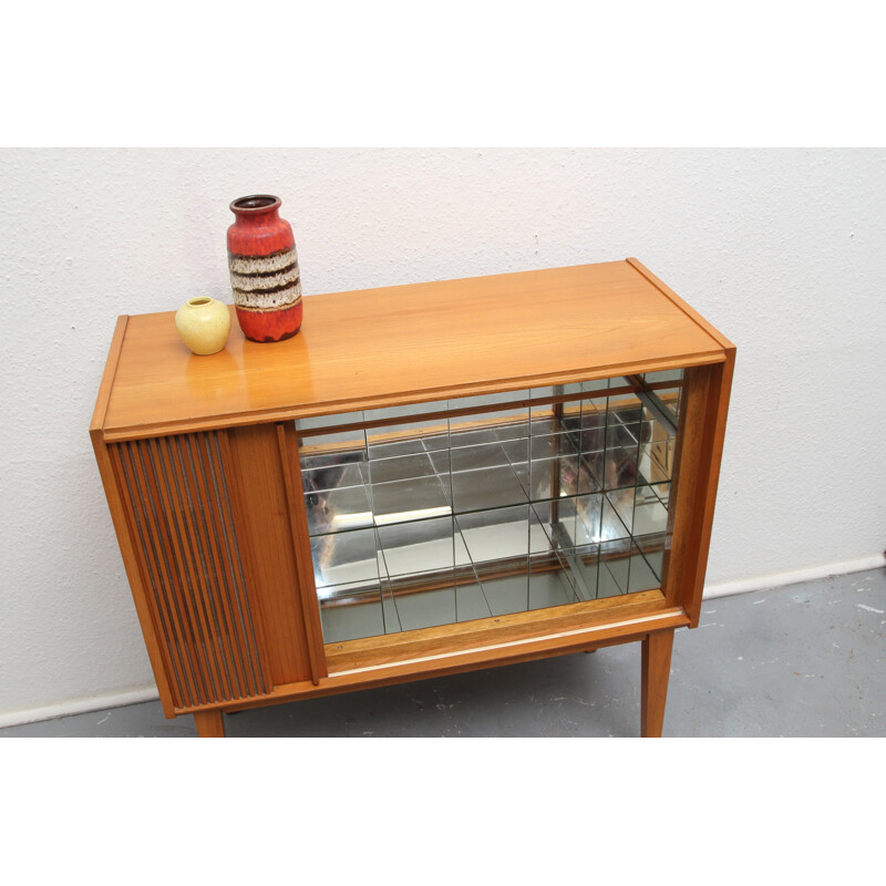 Small bar cabinet in cherry wood with tambour door - 1950s