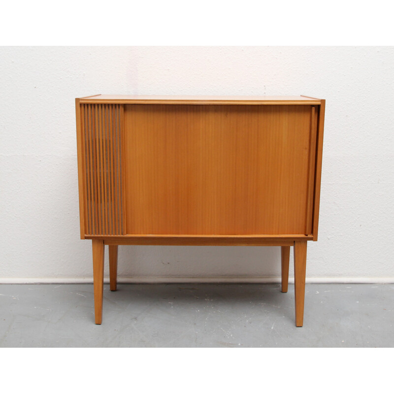 Small bar cabinet in cherry wood with tambour door - 1950s